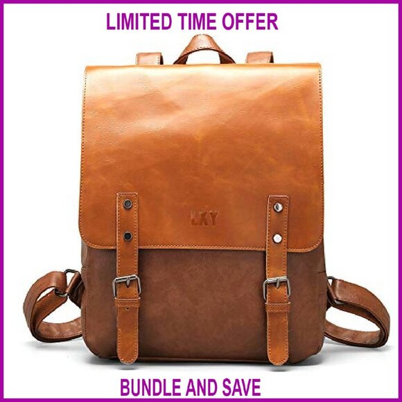 Vegan Leather Laptop Backpack Daypack Travel Bookbag Unisex main image 6